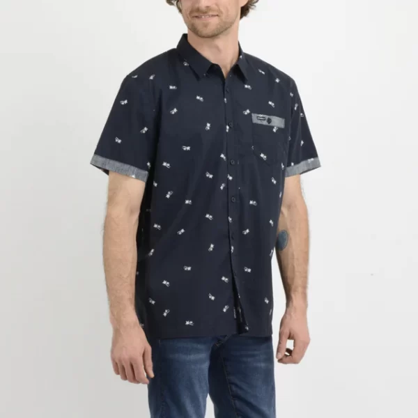 CAMISA MC  BLUE PALM PRINT - Imagen 3
