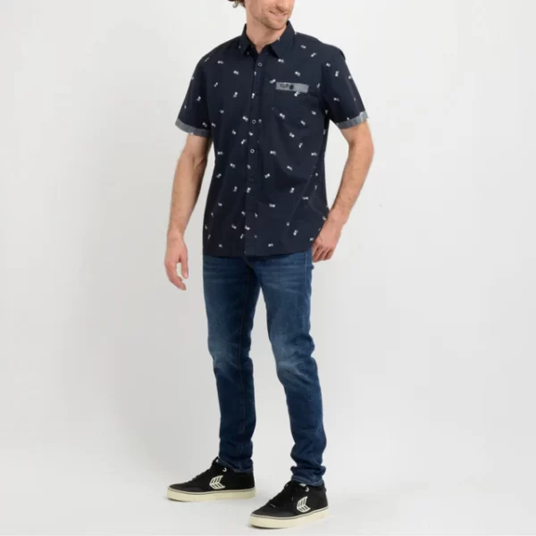 CAMISA MC  BLUE PALM PRINT - Imagen 4