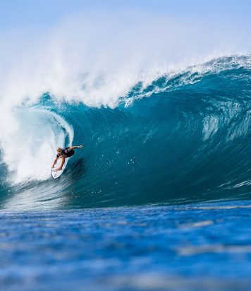 HALEIWA, HAWAII - FEBRUARY 5: Two-time WSL Champion John John Florence of Hawaii surfs in Heat 3 of the Quarterfinals at the Billabong Pro Pipeline on February 5, 2022 in Haleiwa, Hawaii. (Photo by Brent Bielmann/World Surf League)