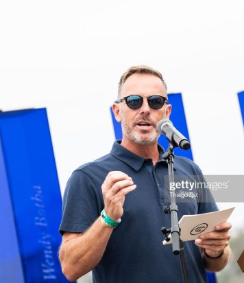 SAN CLEMENTE, CALIFORNIA, USA - SEPTEMBER 7: WSL CEO Erik Logan prior to the commencement of the Rip Curl WSL Finals on September 7, 2021 at Lower Trestles, San Clemente, California. (Photo by Thiago Diz/World Surf League via Getty Images)